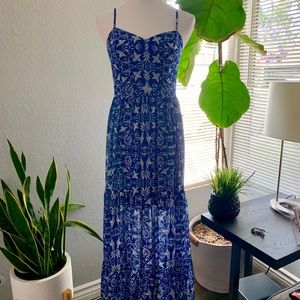 Xhilaration blue printed maxi dress